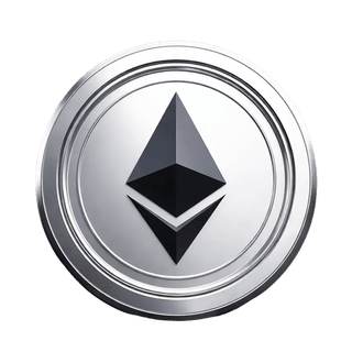 Élément visuel en apesanteur figurant la pièce Ethereum (ETH)